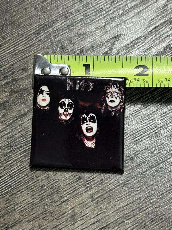 KISS BUTTON Pin Badge Debut Album Cover Square 1 1/2" Vintage Kiss Aucoin Canada