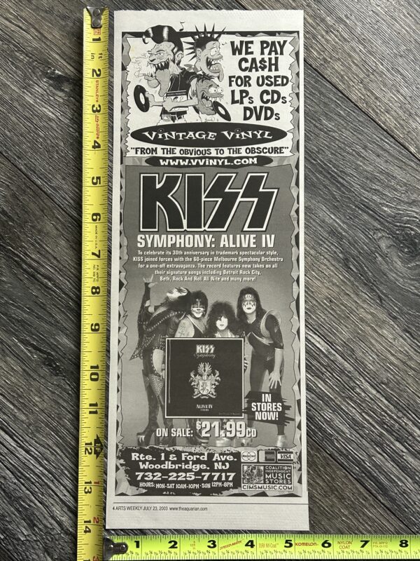 KISS Ad Advert Symphony Alive IV Concert Album New Jersey Vintage Vinyl USA 2003