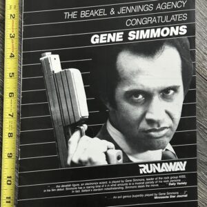 KISS Ad Advert Gene Simmons Runaway Movie Insider Trade Ad USA 1985 Vintage Kiss