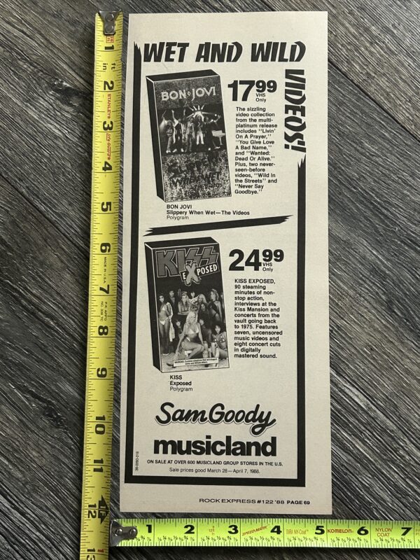 KISS Ad Advert Kiss Exposed VHS Sam Goody Musicland USA 1988 Vintage Kiss Carr