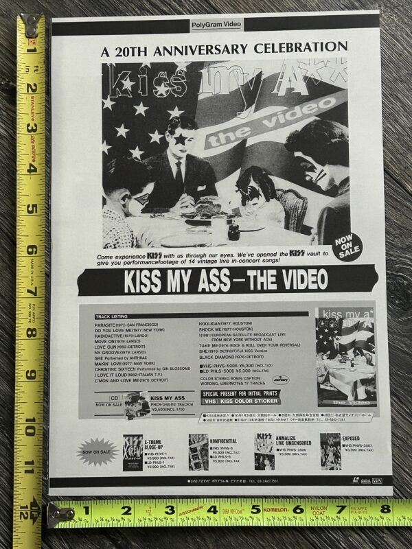 KISS Ad Advert Kiss My Ass The Video VHS Japan Japanese Vintage Kiss Polygram