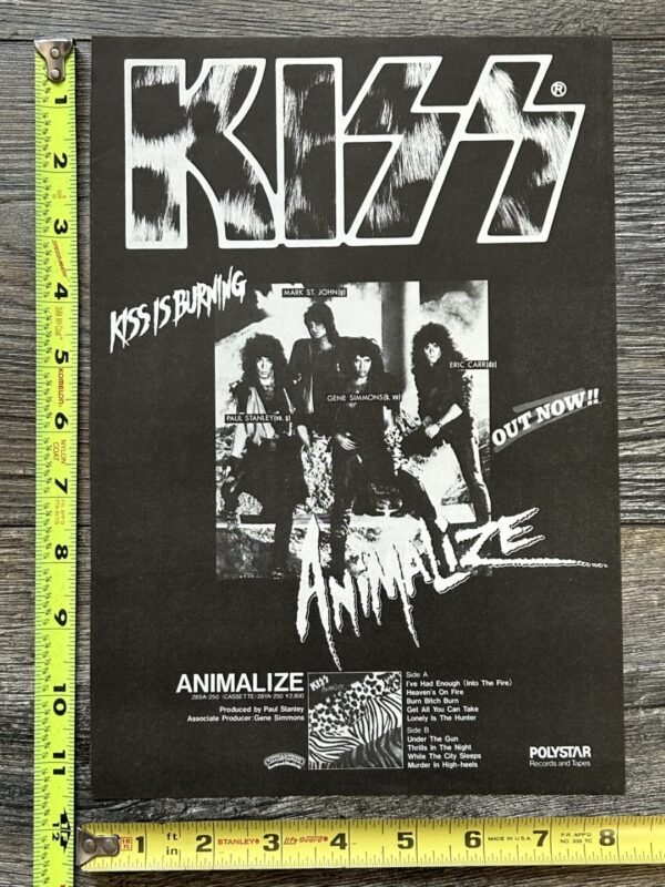 KISS Ad Advert Animalize Vinyl Record Album Japan Japanese Vintage Kiss Carr