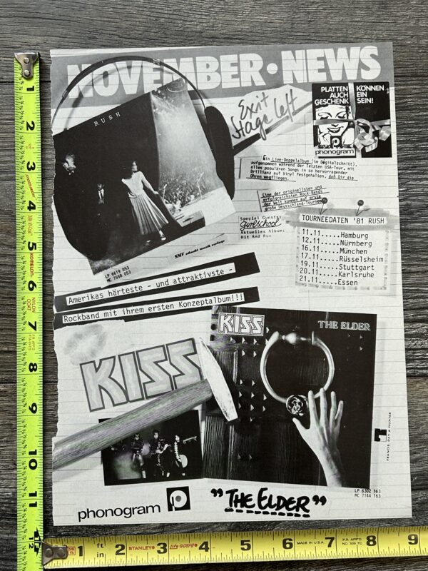 KISS Ad Advert The Elder Vinyl Record Album Germany 1981 Vintage Kiss Aucoin B