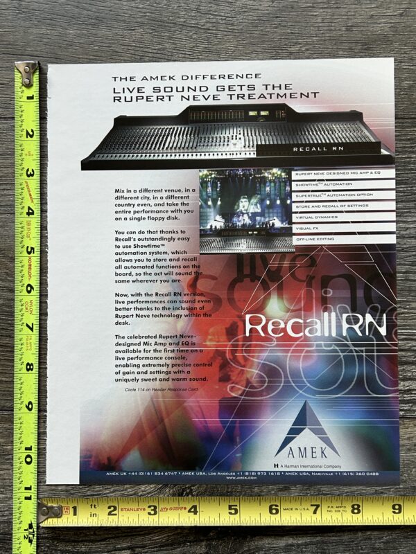 KISS Ad Advert Alive Worldwide Reunion Tour Amek Recall Live Sound Vintage Kiss