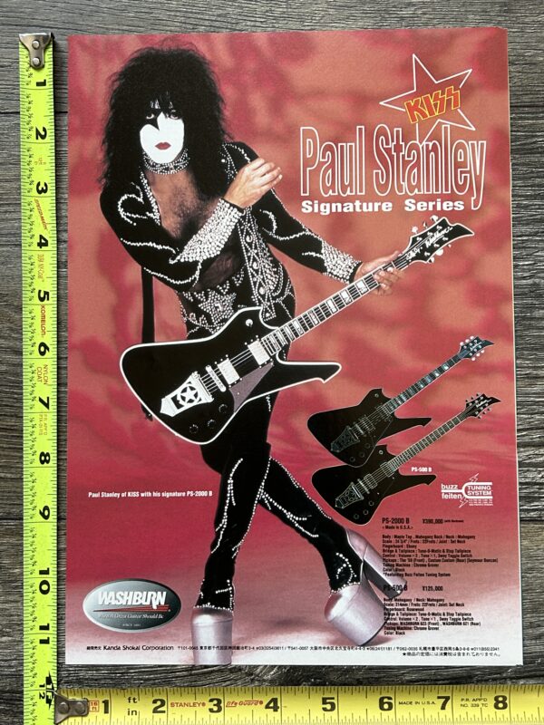 KISS Ad Advert PAUL STANLEY Washburn Guitar Series Japan Japanese Vintage Kiss