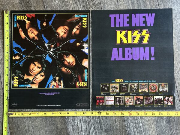 KISS Ad Advert Crazy Nights Album & Back Catalog 1987 USA 13x22 Vintage Kiss