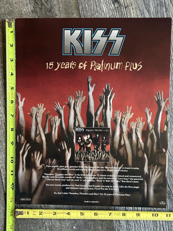 KISS Ad Advert Smashes Thrashes & Hits Vinyl Album 1988 USA 11x13 Vintage Kiss