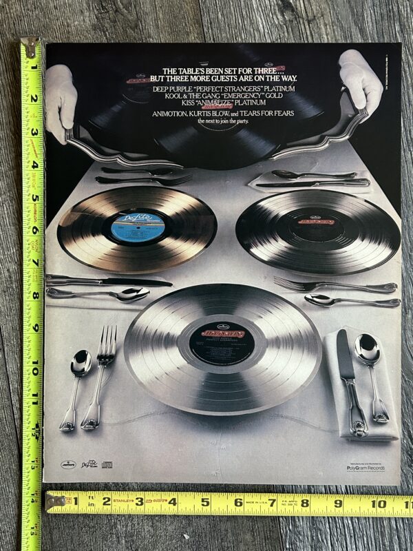 KISS Ad Advert Animalize Platinum Vinyl Record 1985 USA 11x13 Vintage Kiss Carr