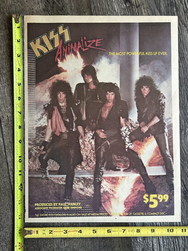 KISS Ad Advert Animalize Vinyl Record 1984 USA 10x14 Vintage Kiss Eric Carr