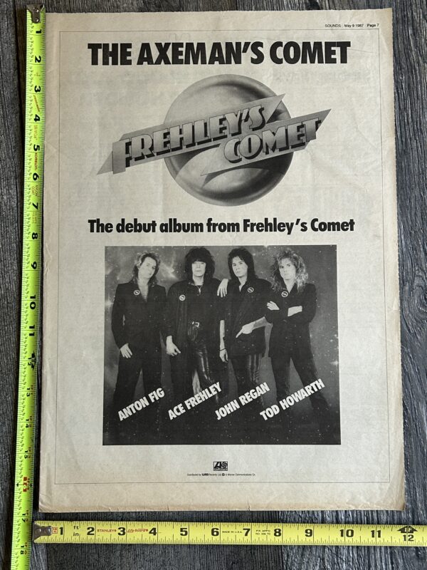 Kiss Ad Advert Ace Frehley FREHLEY'S COMET Vinyl 1987 UK 12x17 Vintage Kiss