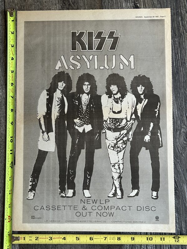 KISS Ad Advert Asylum Vinyl Album Cassette CD 1985 UK 12x17 Vintage Kiss Carr