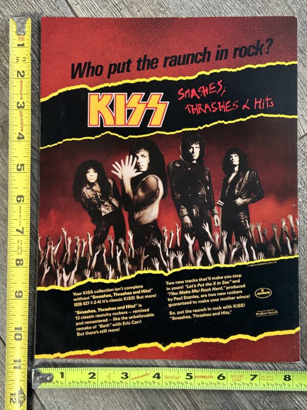 KISS Ad Advert Smashes Thrashes & Hits Vinyl Cassette CD USA 1988 Vintage Kiss