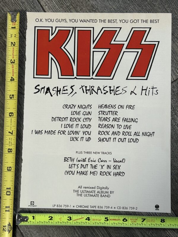 KISS Ad Advert Smashes Thrashes & Hits Vinyl Cassette CD UK 1988 Vintage Kiss