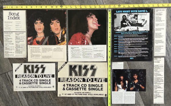 KISS Ad Advert Crazy Nights Reason To Live 9pc Lot 1987 USA UK Vintage Kiss Carr