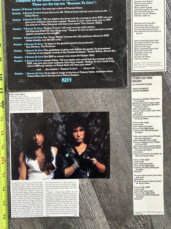 KISS Ad Advert Crazy Nights Reason To Live 9pc Lot 1987 USA UK Vintage Kiss Carr - Image 3