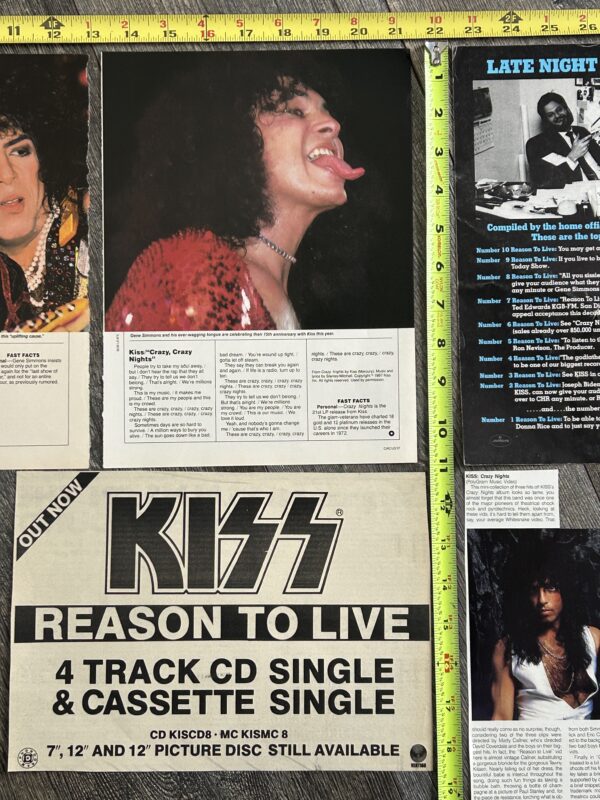 KISS Ad Advert Crazy Nights Reason To Live 9pc Lot 1987 USA UK Vintage Kiss Carr - Image 5