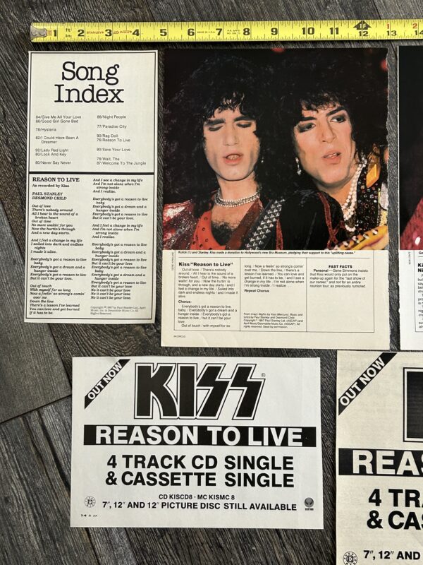 KISS Ad Advert Crazy Nights Reason To Live 9pc Lot 1987 USA UK Vintage Kiss Carr - Image 4