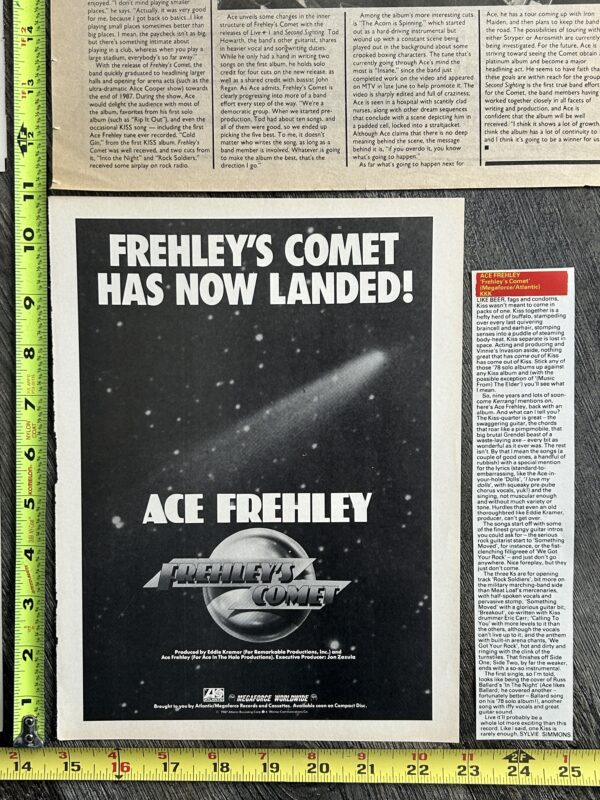 Kiss Ad Advert ACE FREHLEY Frehley's Comet 7pc Lot 1987 1988 USA Vintage Kiss - Image 2