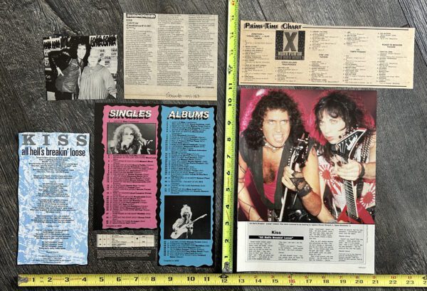 KISS Album Release Clippings Lick It Up All Hells Breakin Loose 9pc Lot 1983 USA