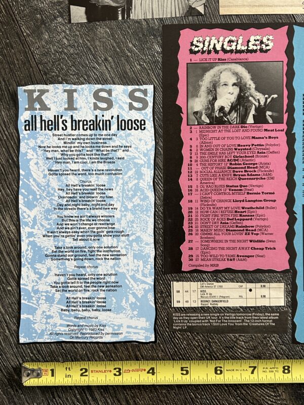 KISS Album Release Clippings Lick It Up All Hells Breakin Loose 9pc Lot 1983 USA - Image 3