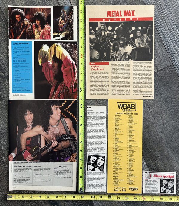 KISS Album Release Clippings Asylum Tears Are Falling 1985 6pc Lot Vintage Kiss