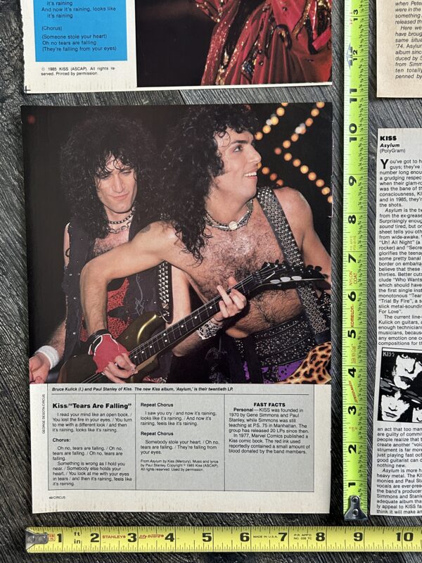 KISS Album Release Clippings Asylum Tears Are Falling 1985 6pc Lot Vintage Kiss - Image 2