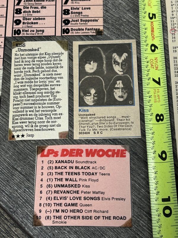 KISS Ad Advert Unmasked Album Release Clippings 8pc Lot Vintage Kiss Aucoin - Image 2