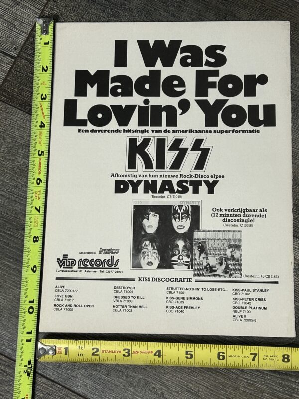 KISS Ad Advert Dynasty I Was Made For Lovin You Vinyl Dutch Vintage Kiss Aucoin