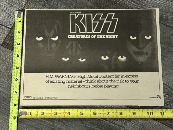 KISS Ad Advert Creatures Of The Night Vinyl Album Cassette UK Vintage Kiss