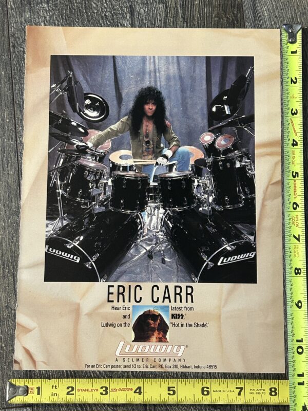 KISS Ad Advert Eric Carr Ludwig Drums Hot In The Shade USA 1988 Vintage Kiss