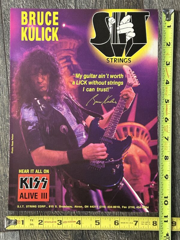 KISS Ad Advert Bruce Kulick S.I.T. Strings Alive 3 Revenge Tour USA Vintage Kiss