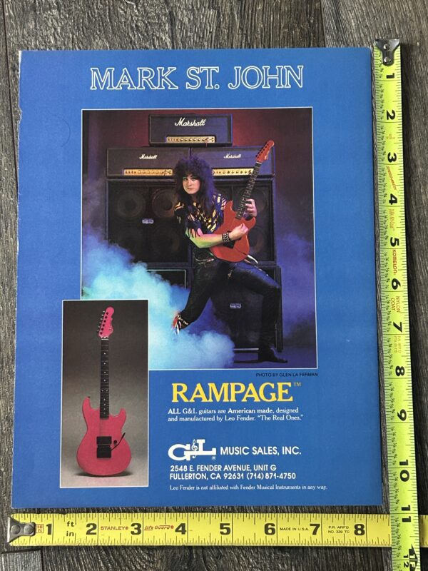 Kiss Ad Advert Mark St. John G&L Rampage Guitars White Tiger USA Vintage Kiss