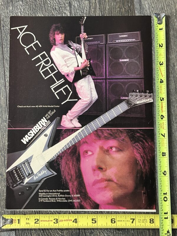 Kiss Ad Advert ACE FREHLEY Frehley's Comet AF-40V Washburn Guitars Vintage Kiss