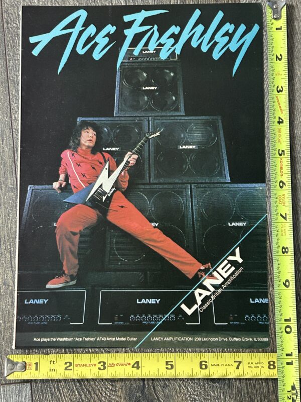 Kiss Ad Advert ACE FREHLEY Frehley's Comet Laney Amps Washburn AF40 Guitar