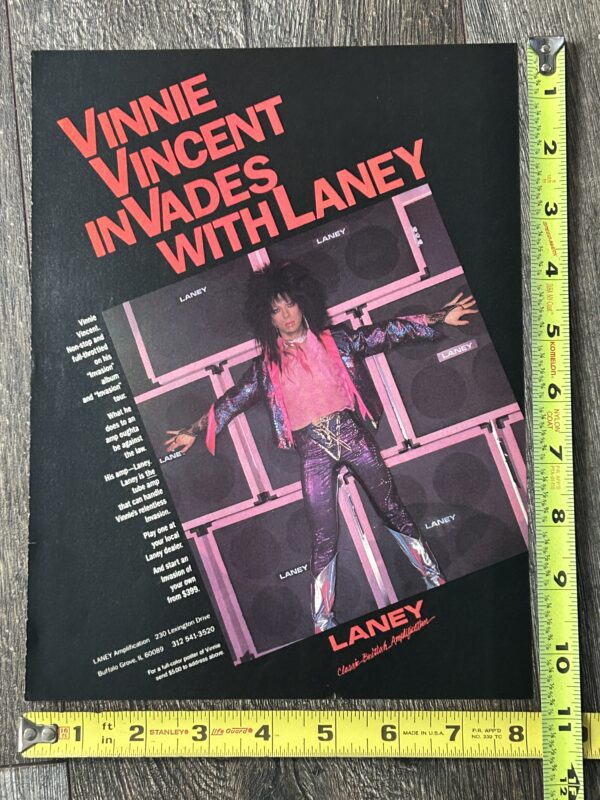 Kiss Ad Advert VINNIE VINCENT INVASION Laney Amps 1987 USA Vintage Kiss Shred