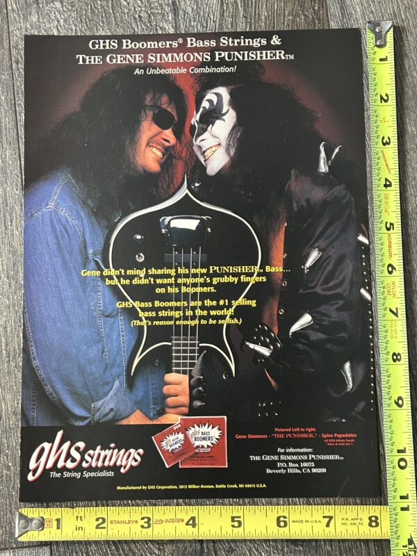 KISS Ad Advert GENE SIMMONS GHS Boomers Bass Strings Punisher USA Vintage Kiss A