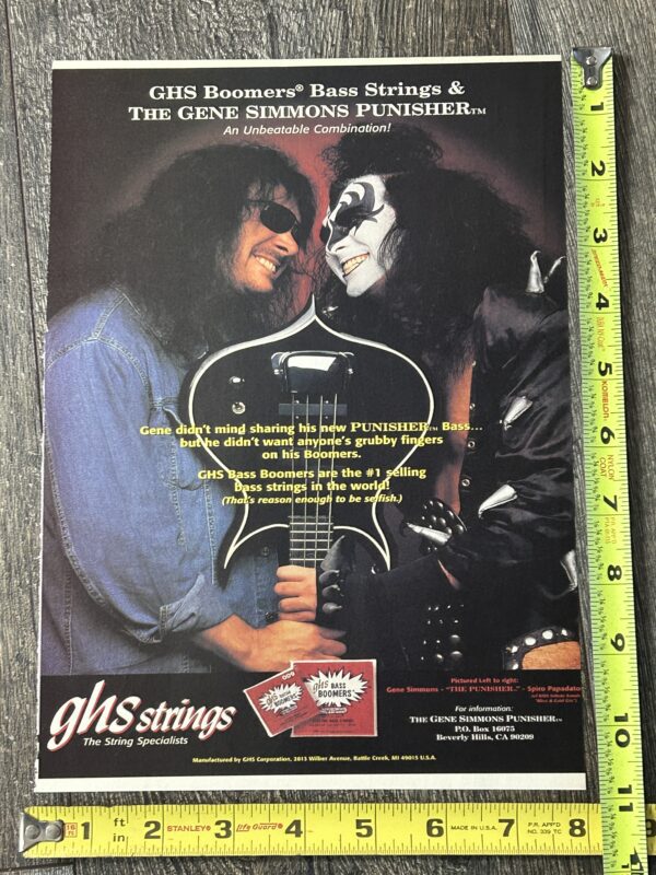 KISS Ad Advert GENE SIMMONS GHS Boomers Bass Strings Punisher USA Vintage Kiss B