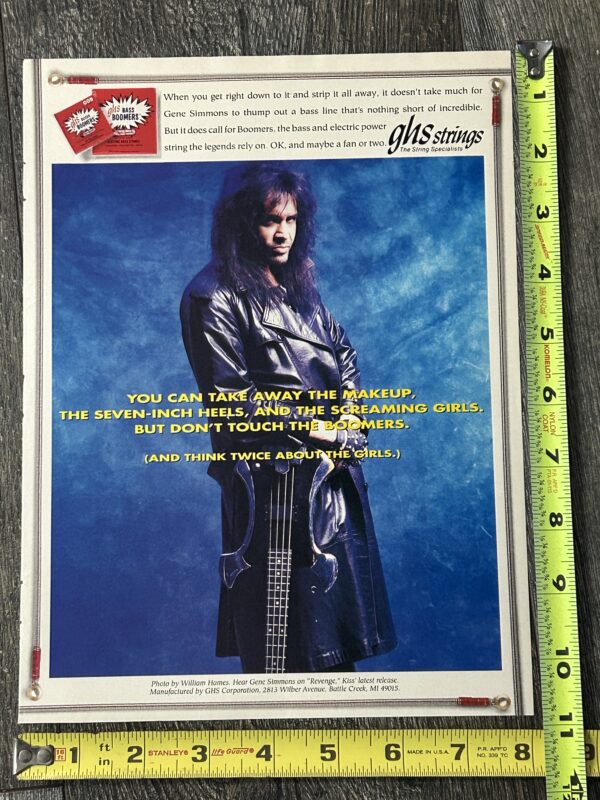 KISS Ad Advert GENE SIMMONS Revenge GHS Boomers Bass Strings USA Vintage Kiss