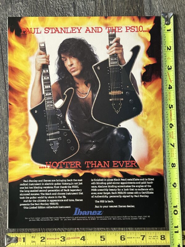 KISS Ad Advert PAUL STANLEY Ibanez PS-10 Iceman Guitar USA 1995 Vintage Kiss A