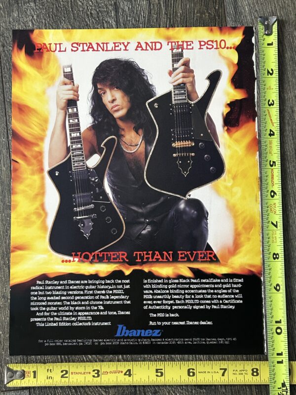 KISS Ad Advert PAUL STANLEY Ibanez PS-10 Iceman Guitar USA 1995 Vintage Kiss B