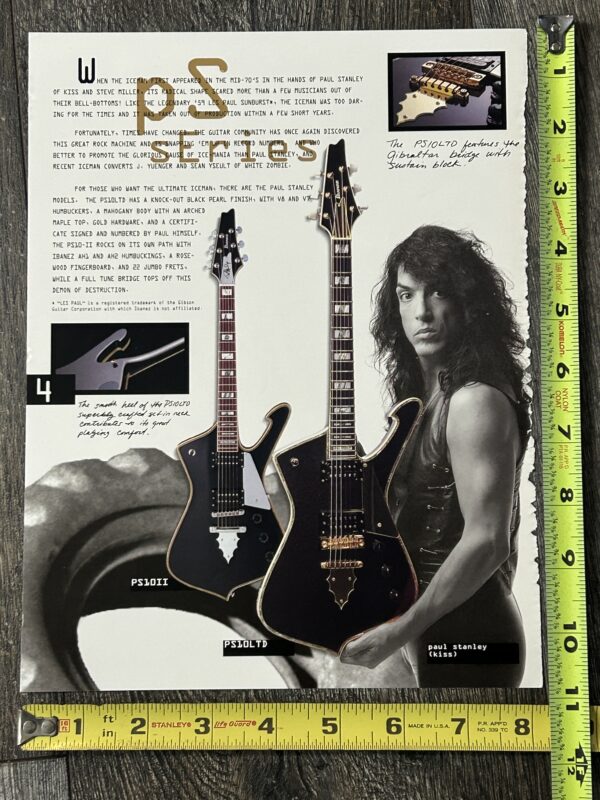 KISS Ad Advert PAUL STANLEY Ibanez Iceman PS10LTD PS10II Guitar USA Vintage Kiss