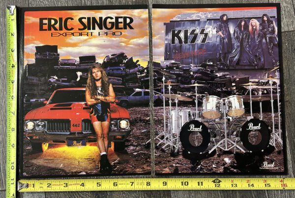 KISS Ad Advert Eric Singer Revenge Pearl Drums Export Pro Spread Vintage Kiss