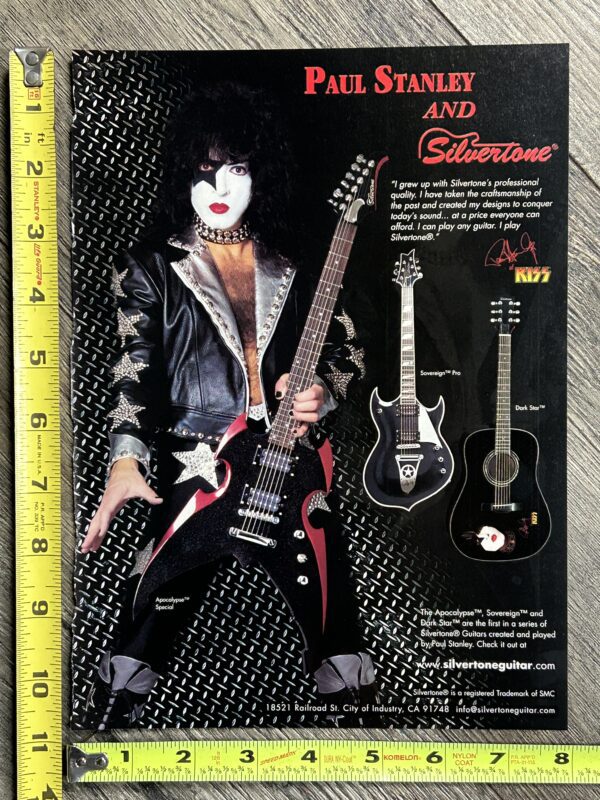 KISS Ad Advert PAUL STANLEY Silvertone Guitar Apocalypse Sovereign Pro Dark Star