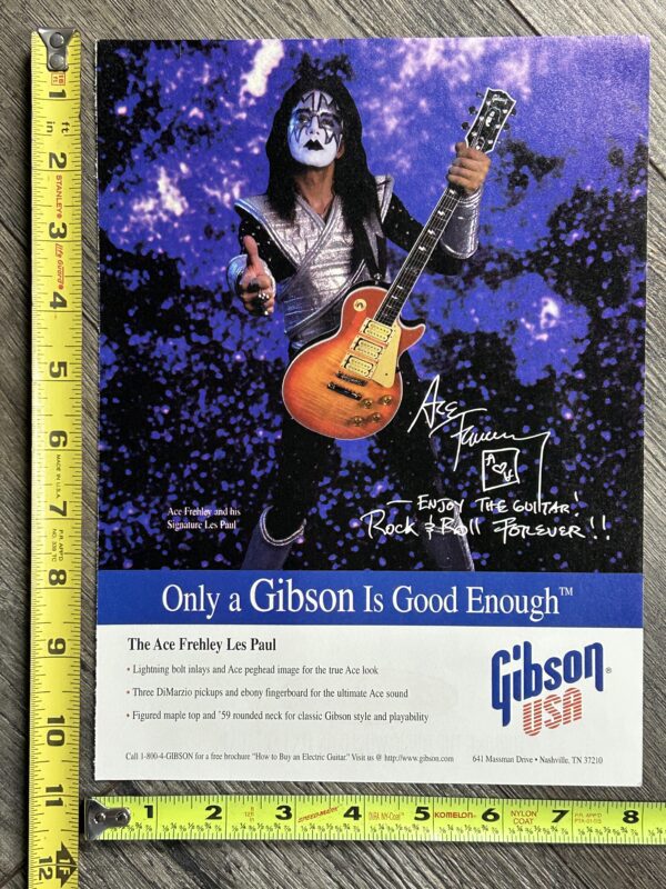 KISS Ad Advert ACE FREHLEY Signature Gibson Les Paul Guitar USA Vintage Kiss