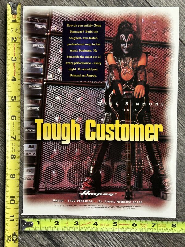 KISS Ad Advert GENE SIMMONS Ampeg Punisher Bass Alive Reunion Tour Vintage Kiss