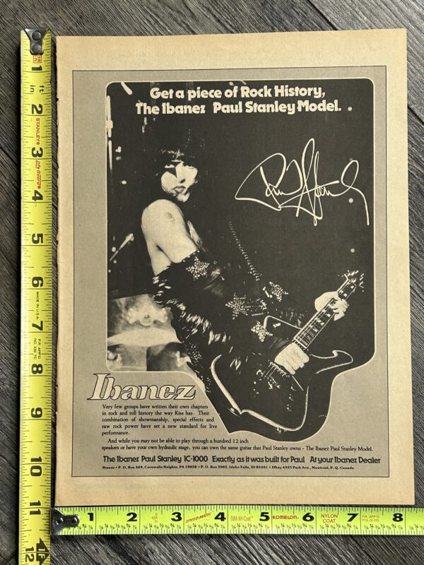 KISS Ad Advert PAUL STANLEY Ibanez Iceman Guitar 1978 USA Vintage Kiss Aucoin A