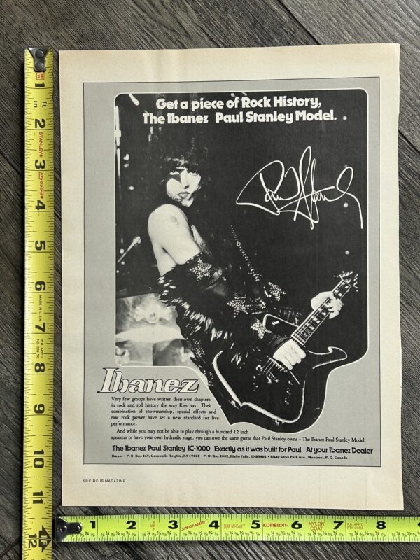 KISS Ad Advert PAUL STANLEY Ibanez Iceman Guitar 1978 USA Vintage Kiss Aucoin B