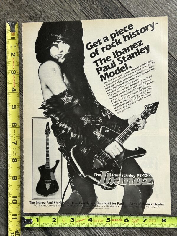 KISS Ad Advert PAUL STANLEY Ibanez PS-10 Iceman Guitar USA Vintage Kiss Aucoin