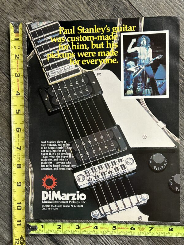 KISS Ad Advert PAUL STANLEY DiMarzio Ibanez Iceman Guitar Vintage Kiss Aucoin A