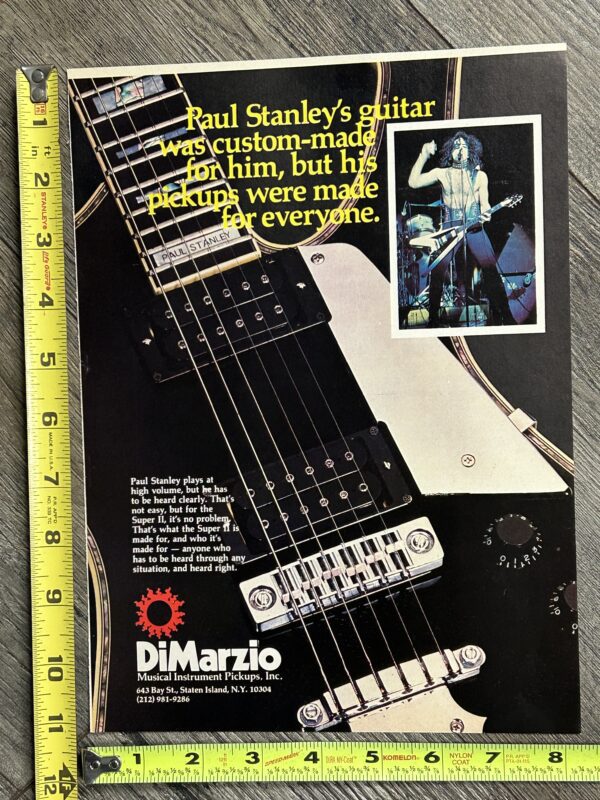 KISS Ad Advert PAUL STANLEY DiMarzio Ibanez Iceman Guitar Vintage Kiss Aucoin B